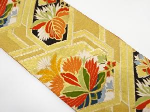 アンティーク　草花模様織り出し袋帯（着用可）